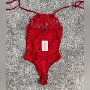 Misguided Lace Halter Bodysuit